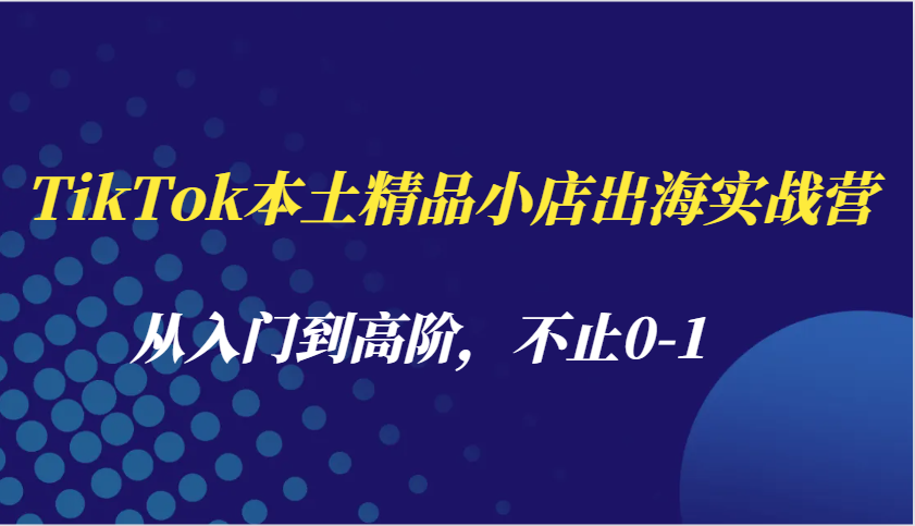 TikTok本土精品小店出海实战营，从入门到高阶，不止0-1-韬哥副业项目资源网