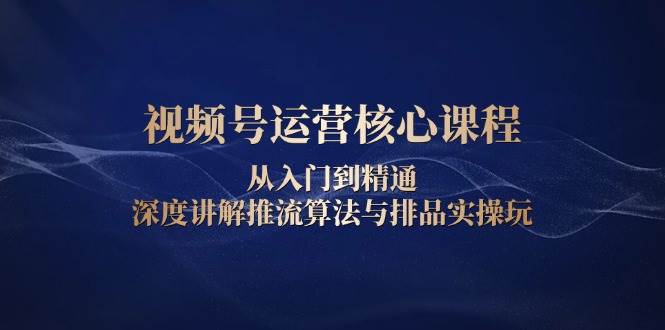 视频号运营核心课程，从入门到精通，深度讲解推流算法与排品实操玩-韬哥副业项目资源网