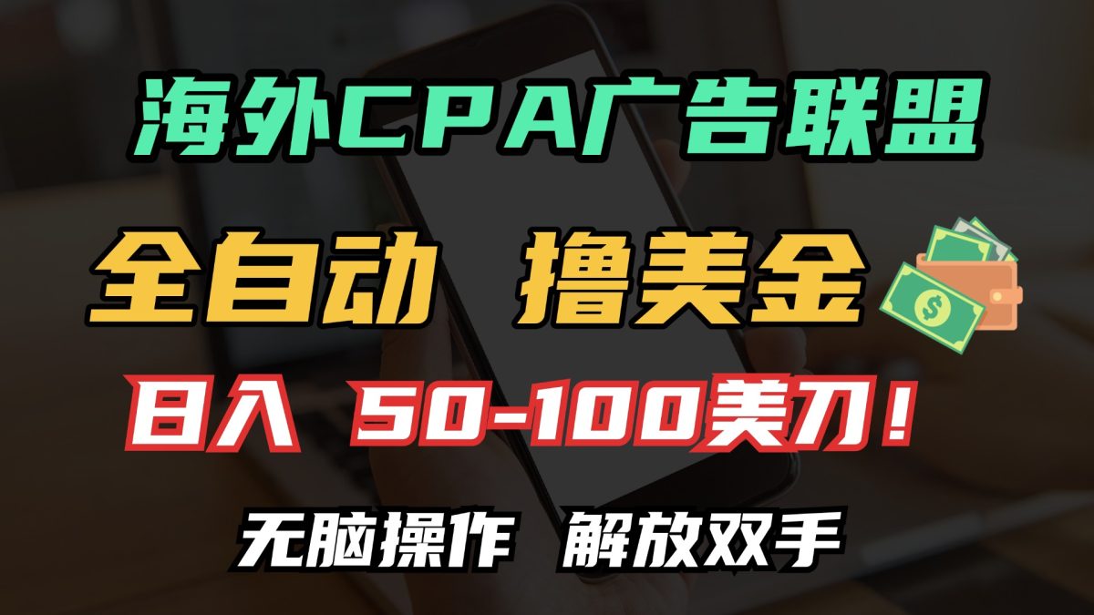 （13593期）海外CPA全自动撸美金, 日入100＋美金, 无脑操作，解放双手-韬哥副业项目资源网