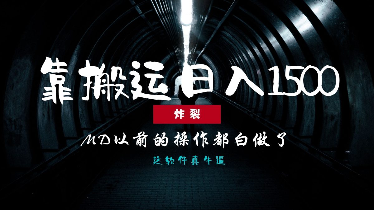 （13568期）炸裂！0基础搬运也能批量日赚1500+，以前的操作都白做了！-韬哥副业项目资源网