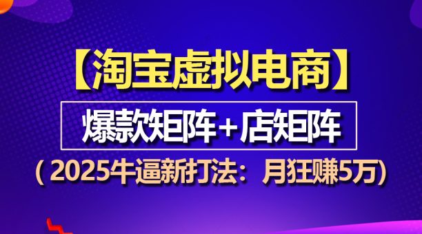 (13687期)【淘宝虚拟项目】2025牛逼新打法:爆款矩阵+店矩阵,月狂赚5万-韬哥副业项目资源网