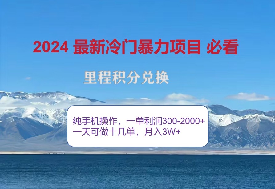 2024惊爆冷爆利，里程积分全新游戏玩法，高风口期，一单300 —2000-韬哥副业项目资源网