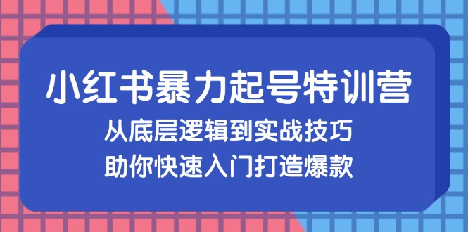 （13003期）小红书的暴力行为养号夏令营，从底层思维到实战经验，帮助你快速上手推出爆款-韬哥副业项目资源网