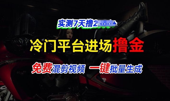 全新冷门平台视频，快速免费进场搞米，通过混剪视频一键批量生成，实测7天撸上千-韬哥副业项目资源网
