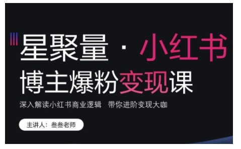 小红书博主爆粉变现课，深入解读小红书商业逻辑，带你进阶变现大咖-韬哥副业项目资源网