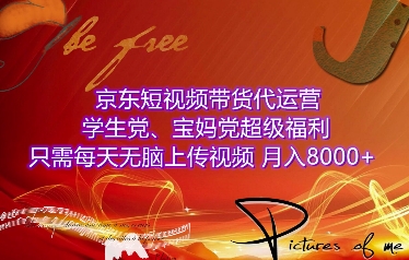 京东短视频带货代运营，学生党、宝妈党超级福利，只需每天无脑上传视频，月入8000+【仅揭秘】-韬哥副业项目资源网