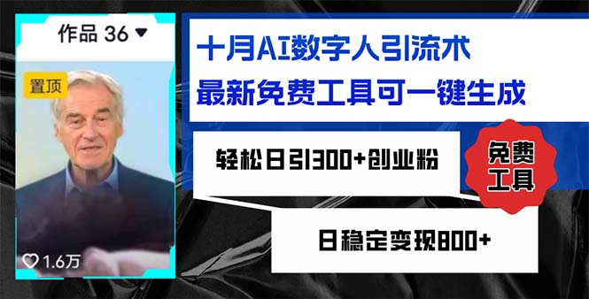 （12963期）十月AI虚拟数字人引流术，最新免费专用工具可一键生成，轻轻松松日引300 自主创业粉日稳…-韬哥副业项目资源网