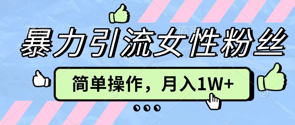 操作“零难度”小众项目，疯狂引流女性粉丝，月入轻松破 1W+-韬哥副业项目资源网