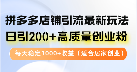 （12893期）拼多多商家引流方法全新游戏玩法，日引200 高品质自主创业粉，每日平稳1000 盈利（…-韬哥副业项目资源网