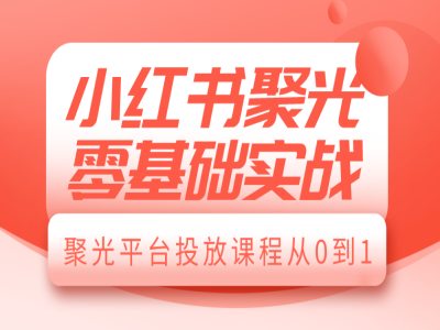 小红书聚光零基础实战，聚光平台投放课程从0到1-韬哥副业项目资源网