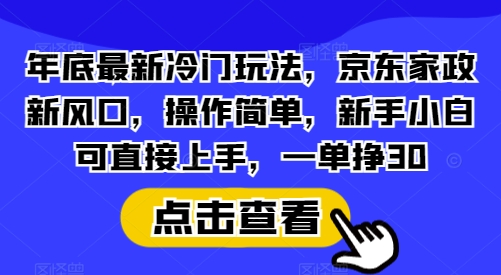 年底最新冷门玩法，京东家政新风口，操作简单，新手小白可直接上手，一单挣30【揭秘】-韬哥副业项目资源网
