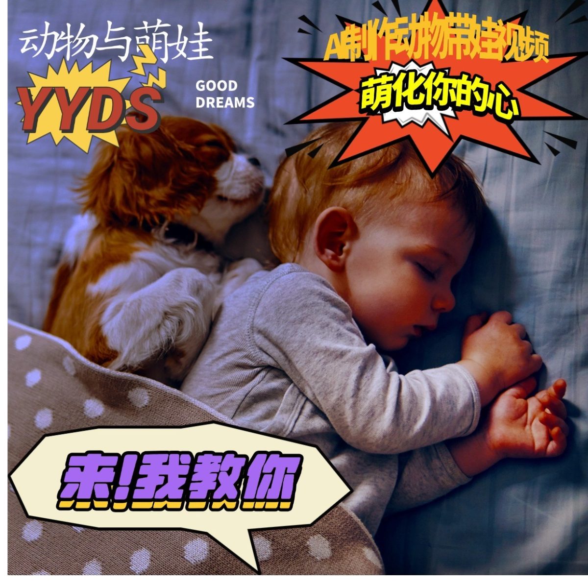 AI制做小动物与小萌娃互动直播，一瞬间俘获你的爱，粉丝们稻米一起取货！-韬哥副业项目资源网