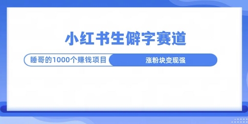 小红书生僻字玩法，快速涨分变现详解-韬哥副业项目资源网