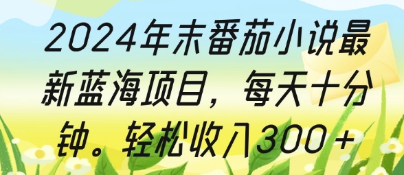 2024年末番茄小说最新蓝海项目，每天十分钟，轻松收入3张-韬哥副业项目资源网