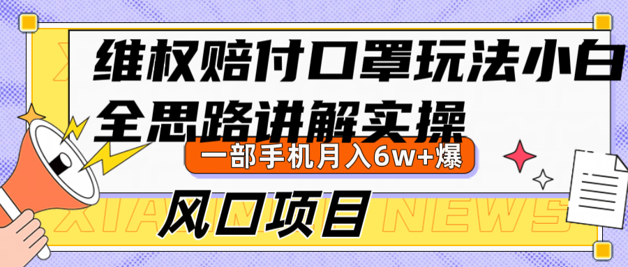 维权赔付口罩玩法，小白也能月入6w+，风口项目实操-韬哥副业项目资源网