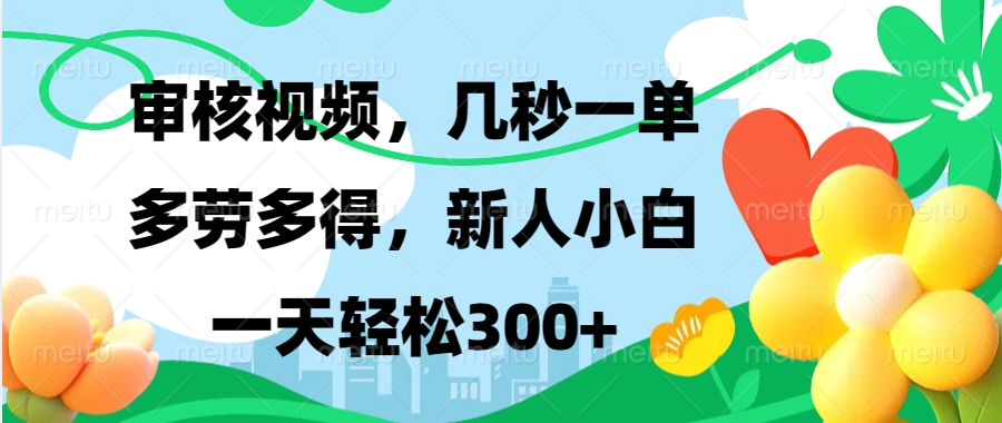 （13719期）视频审核，新手可做，多劳多得，新人小白一天轻松300+-韬哥副业项目资源网