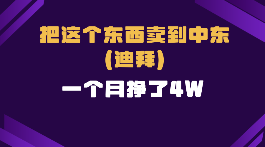 （13740期）跨境电商一个人在家把货卖到迪拜，暴力项目拆解-韬哥副业项目资源网