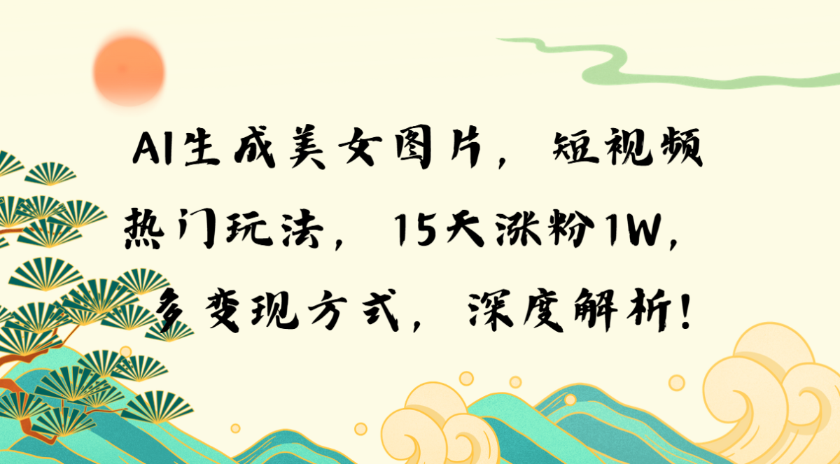 （13581期）AI生成美女图片，短视频热门玩法，15天涨粉1W，多变现方式，深度解析!-韬哥副业项目资源网