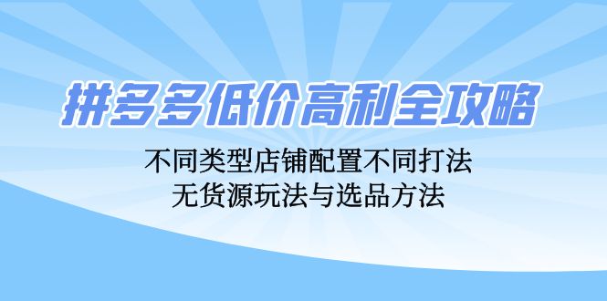 拼多多平台廉价暴利攻略大全：不同种类店面配置不同玩法，无货源电商游戏玩法与选款方式-韬哥副业项目资源网