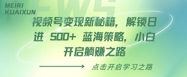 视频号变现新秘籍，解锁日进 5张 蓝海策略，小白开启躺Z之路-韬哥副业项目资源网