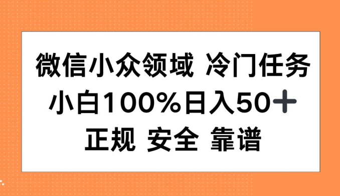 微信小众领域冷门特定任务，小白100%日入50+，正规安全靠谱-韬哥副业项目资源网