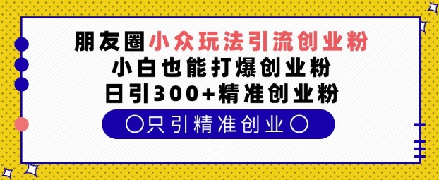 朋友圈小众玩法引流创业粉，小白也能打爆创业粉，日引300+精准创业粉【揭秘】-韬哥副业项目资源网