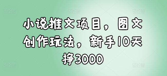 小说推文项目，图文创作玩法，新手10天挣3000-韬哥副业项目资源网