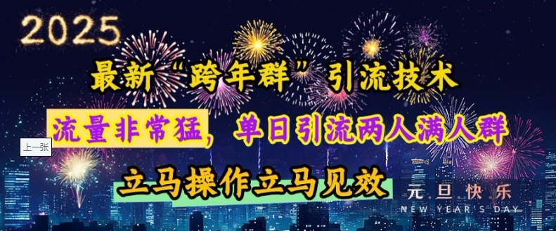 最新“跨年群”引流，流量非常猛，单日引流两人满人群，立马操作立马见效【揭秘】-韬哥副业项目资源网