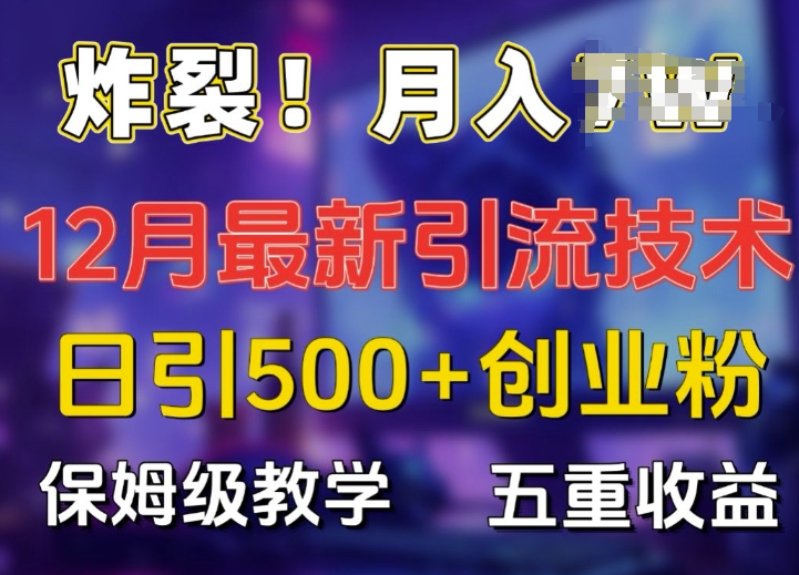 炸裂!揭秘12月最新日引流500+精准创业粉，多重收益保姆级教学-韬哥副业项目资源网