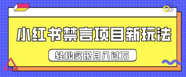 小红书禁言项目新玩法，推广新思路大大提升出单率，轻松实现月入过W-韬哥副业项目资源网