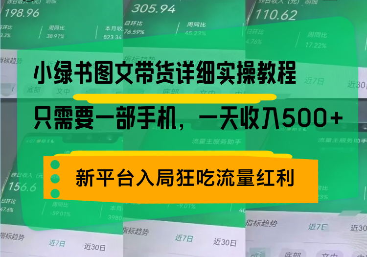 （13509期）小绿书图文带货详细实操教程，只需要一部手机，一天收入500+，轻松变现-韬哥副业项目资源网