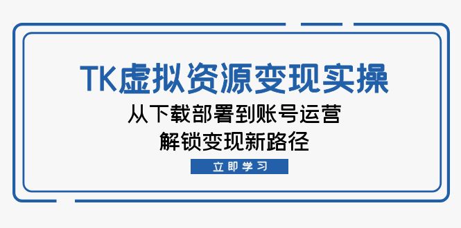 TK虚拟资源变现实操：从下载部署到账号运营，解锁变现新路径-韬哥副业项目资源网