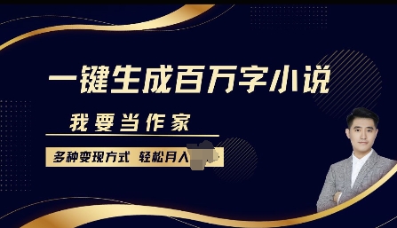 我要当作家，一键生成百万字小说，多种变现方式，轻松月入过W+-韬哥副业项目资源网