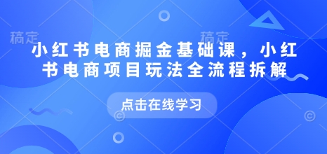 小红书电商掘金队课，小红书电商新项目游戏玩法全过程拆卸-韬哥副业项目资源网