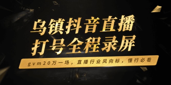 （14014期）乌镇抖音直播打号全程录屏，gvm20万一场，直播行业风向标，懂行必看-韬哥副业项目资源网