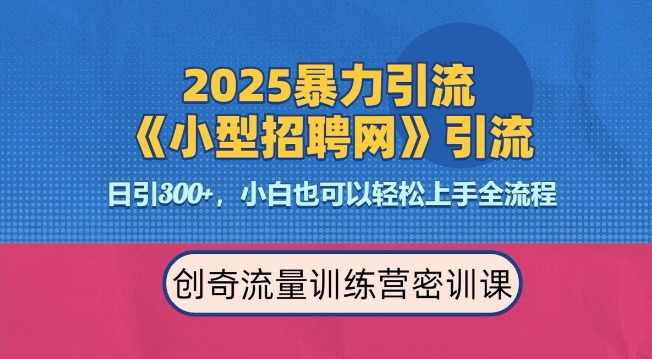 2025最新暴力引流方法，招聘平台一天引流300+，日变现多张，专业人士力荐-韬哥副业项目资源网