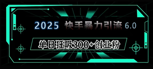 2025年快手6.0保姆级教程震撼来袭，单日狂吸300+精准创业粉-韬哥副业项目资源网
