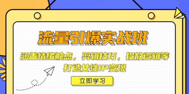 （14008期）流量引爆实战班，涵盖情绪触点，剪辑技巧，投放逻辑等，打造女性IP变现-韬哥副业项目资源网