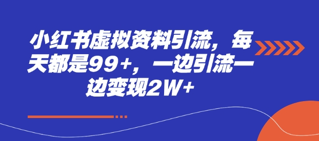 小红书虚拟资料引流，每天都是99+，一边引流一边变现2W+-韬哥副业项目资源网