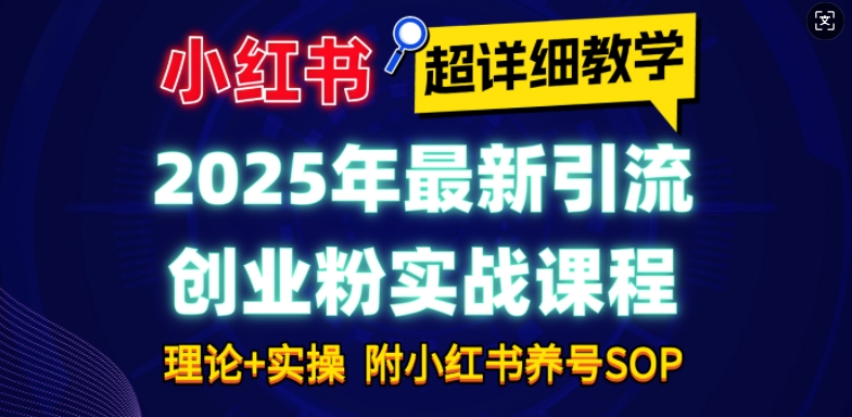 2025年最新小红书引流创业粉实战课程【超详细教学】小白轻松上手，月入1W+，附小红书养号SOP-韬哥副业项目资源网