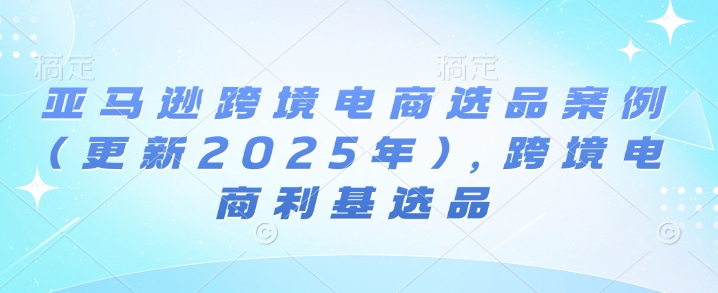 亚马逊跨境电商选品案例(更新2025年)，跨境电商利基选品-韬哥副业项目资源网