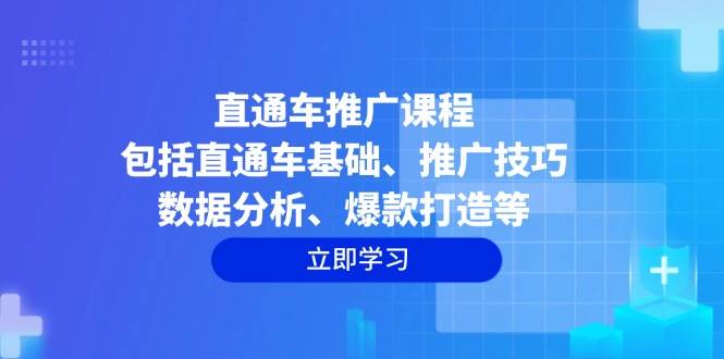 直通车推广课程：包括直通车基础、推广技巧、数据分析、爆款打造等-韬哥副业项目资源网