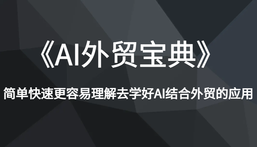 《AI外贸宝典》简单快速更容易理解去学好AI结合外贸的应用-韬哥副业项目资源网