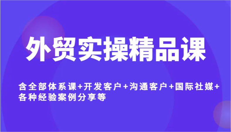 出口外贸实际操作精品课程，含所有管理体系课 寻找客户 沟通交流顾客 国际性社交媒体 各种各样工作经验案例分析等-韬哥副业项目资源网