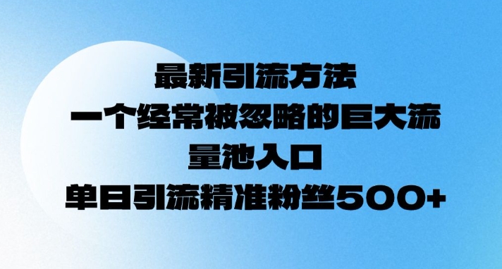 全新推广方法，一个常常被忽视极大流量入口通道，单日精准引流方法粉丝们500-韬哥副业项目资源网