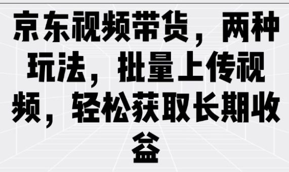 京东商城短视频带货,二种游戏玩法,批量采集短视频,轻松获取长期收益-韬哥副业项目资源网