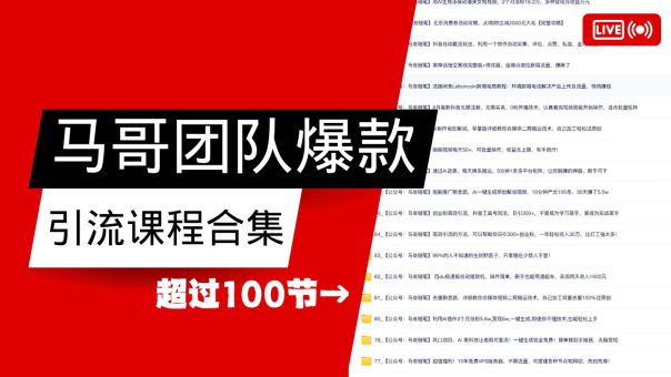马哥团队【122节】最全项目爆款引流课程合集【持续更新】-韬哥副业项目资源网