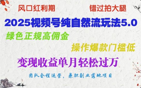 2025微信视频号纯自然流游戏玩法5.0,翠绿色靠谱高佣金,实际操作爆品成本低,转现盈利单月轻松突破万-韬哥副业项目资源网