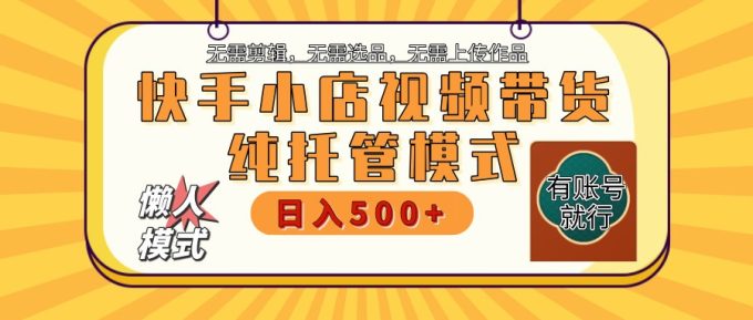 快手小店代运营公司躺着赚钱新项目 二八分为 持续稳定 最低月入3k-韬哥副业项目资源网