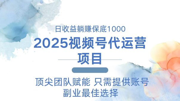 (14240期)2025微信视频号代运营公司 日躺着赚钱1000+ 需要提供账户-韬哥副业项目资源网